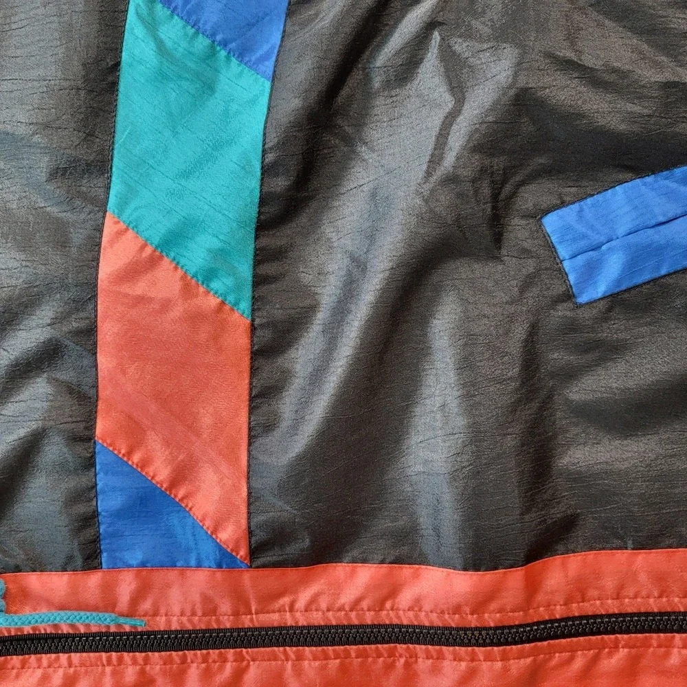 Westside Connection Vintage Colorblock Windbreaker Jacket Black Coral Blue Men M